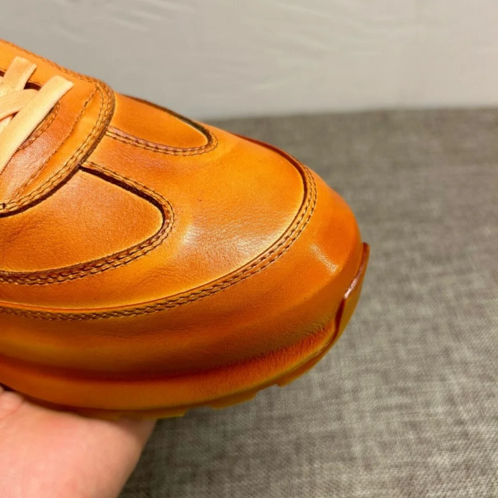 QHCCID baskets blanches hommes en cuir à la mode multi-usages rétro chaussures décontractées hommes à la mode respirant chaussures hommes