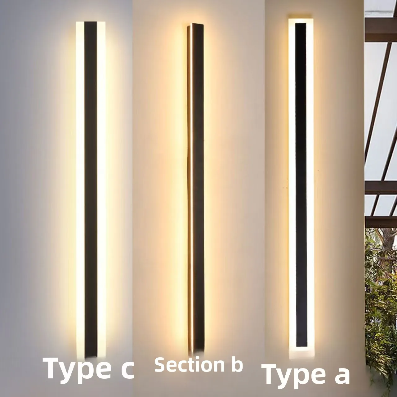 Modern IP65 Waterproof Outdoor Wall Light, Minimalist LED Linear Lamp for Villa, Garden & Balcony