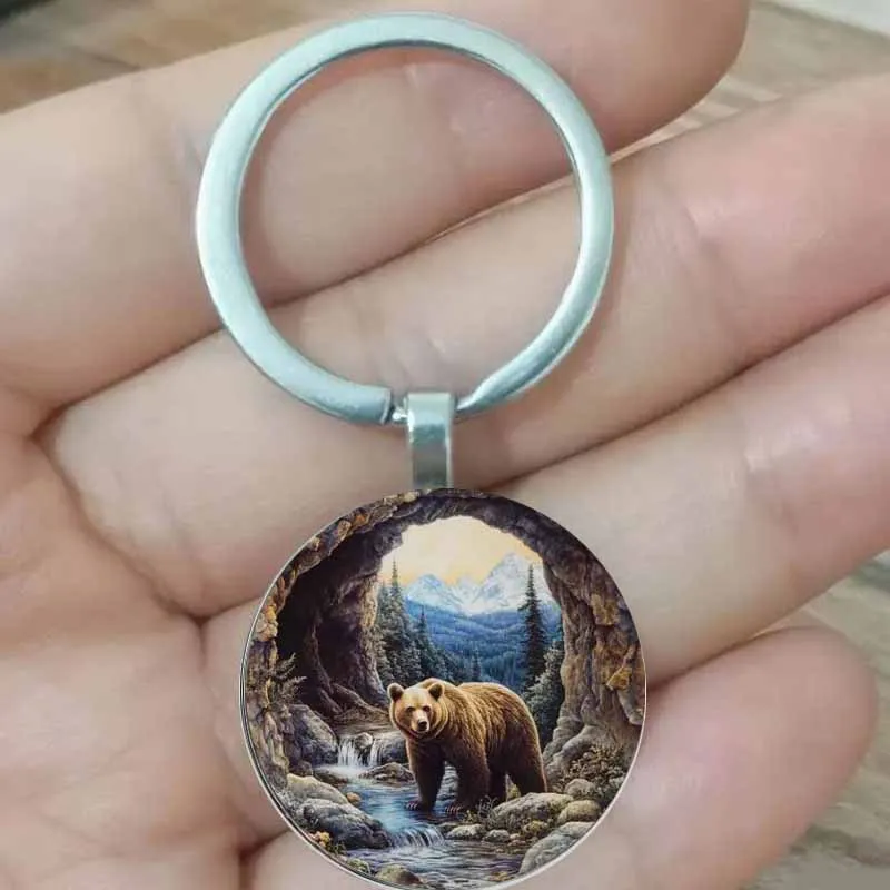 

Sunset mountain bear keychain, holiday gift Perfect gift for friends and family sisters, birthday gift, party gift, Christmas gi