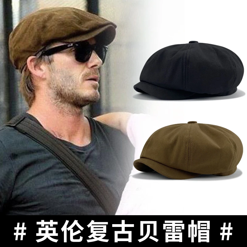 Men's Retro Beret Classic Western Newsboy Cap Spring and Autumn Pure Cotton Retro Octagon Hat Flat Brim Adjustable Peaked Cap