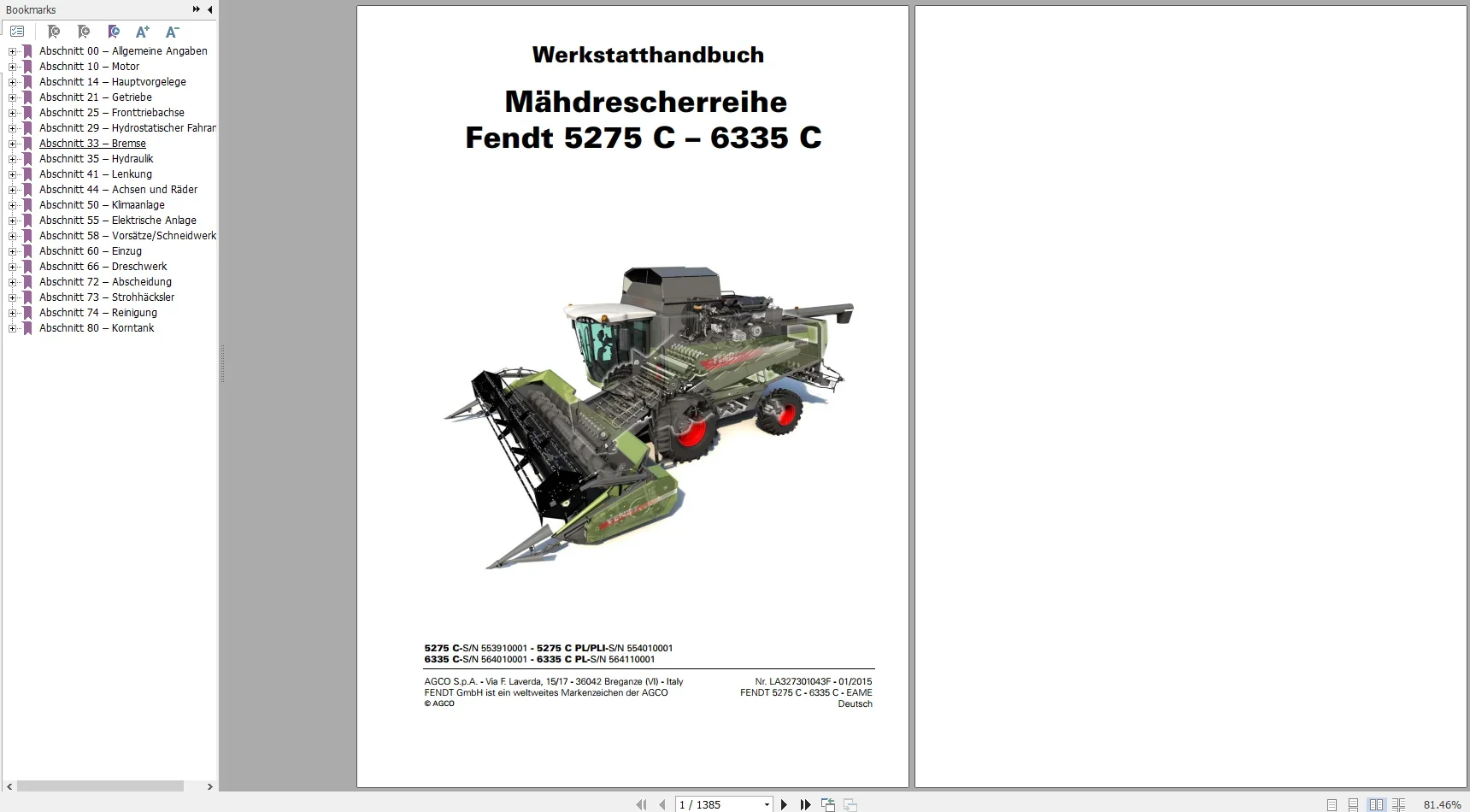 SpecDiag FENDT COMBINE Harvester Diagrams, Operator & Workshop Manuals German Languages DVD