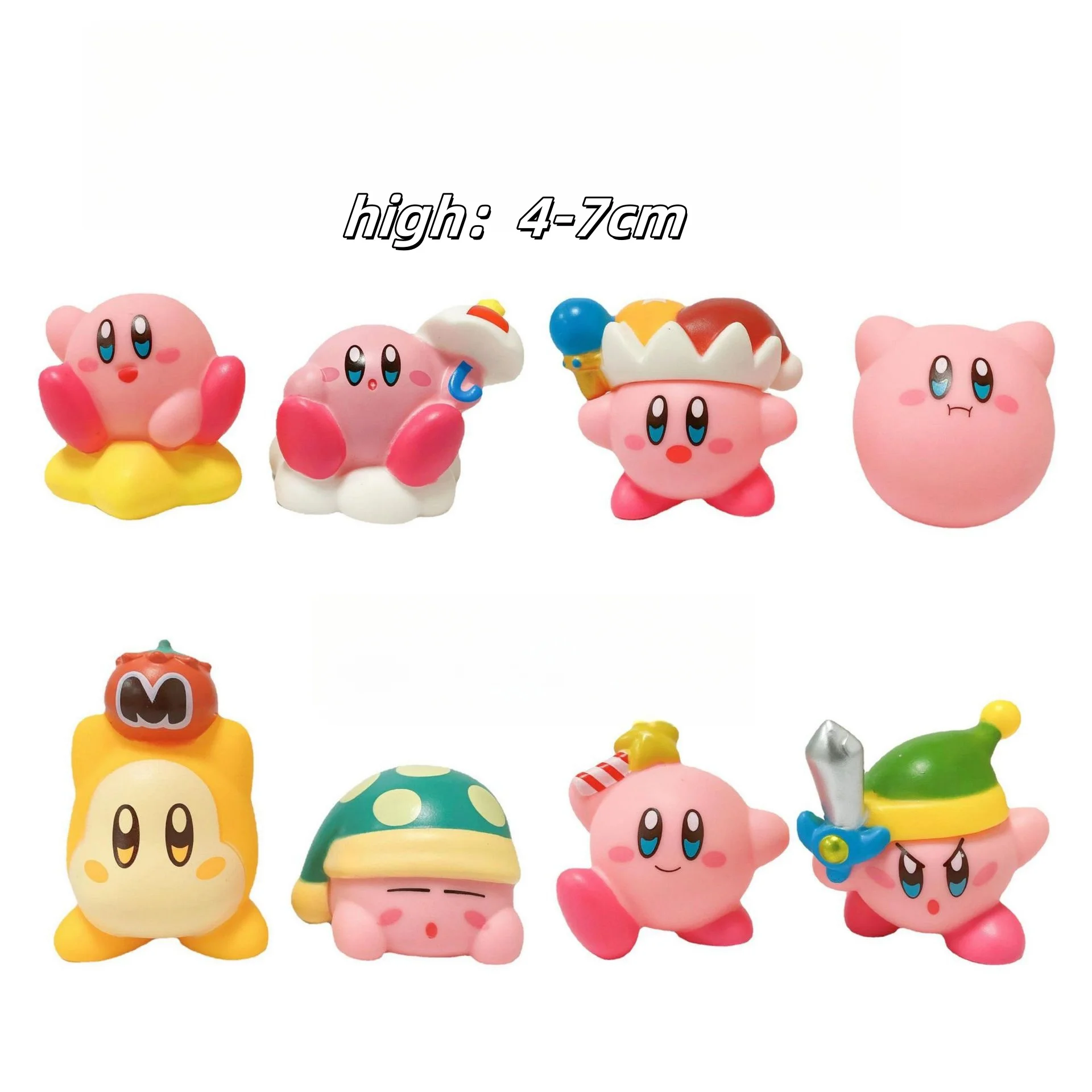 8pcs 4-8cm Bandai Cartoon Pink Kirby Action Figures Toys Model Pvc Kawaii Desktop Cake Decorations Children'S Christmas Toys