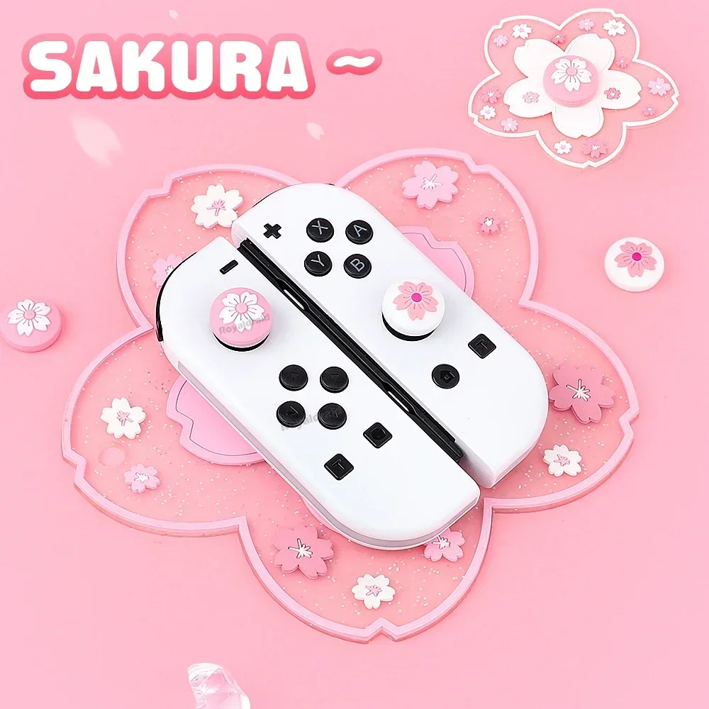 4 Stück/Set für Switch OLED/Lite Joypad Controller Thumbstick-Kappen, rosa Silikon-Soft-Thumb-Stick-Griffkappen, Joystick-Abdeckung