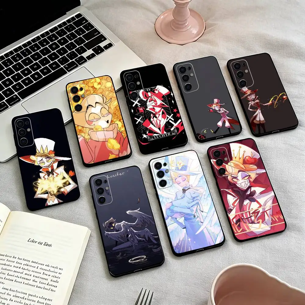 L-Lucifer  H-Hazbin H-Hotel   Phone Case For Samsung S25,S24,S21,S22,S23,S30,Ultra,S20,Plus,Fe,Lite,Note,10,Black Cover