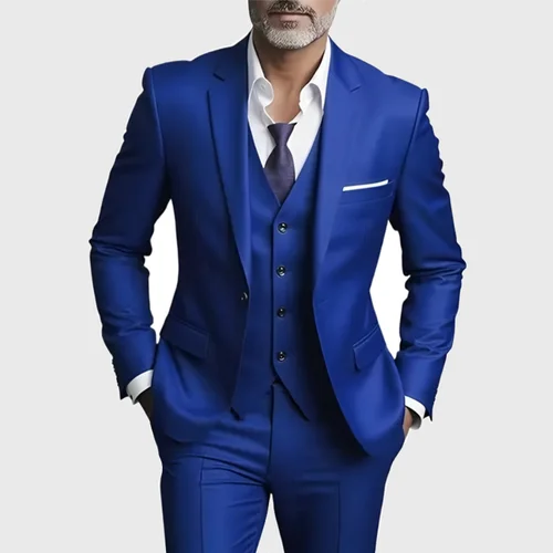 Traje informal de negocios para hombre para bodas, chaqueta auténtica, chaleco y pantalones, chaleco grande y alto, chaleco ajustado, pantalones de vestir, talla estadounidense