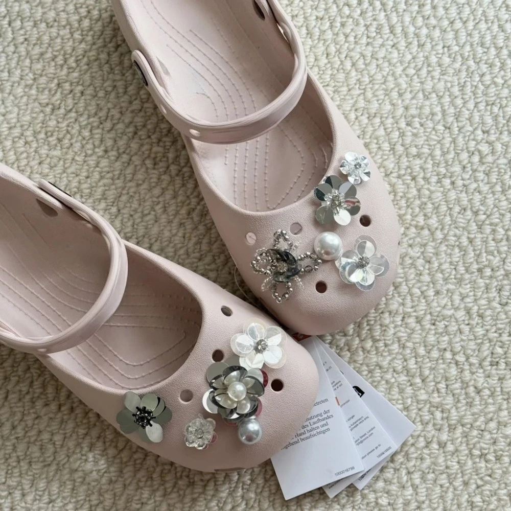Luxury Pearl Shoe Charms Set Women Retro Ballet Shoes Corc Charms Pack Fashion Shoe Decorations DIY Pearl Shoe Accessories 1Set