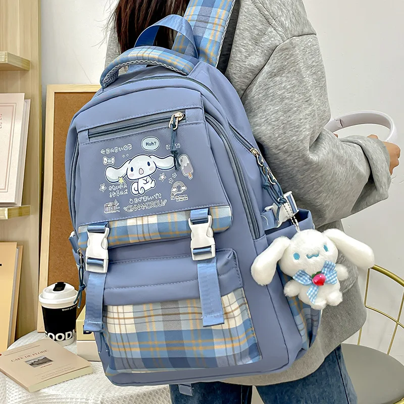 Sanrio grande capacidade estudante Schoolbag, impermeável bonito dos desenhos animados Casual resistente a manchas mochila, novo clipe M estudante