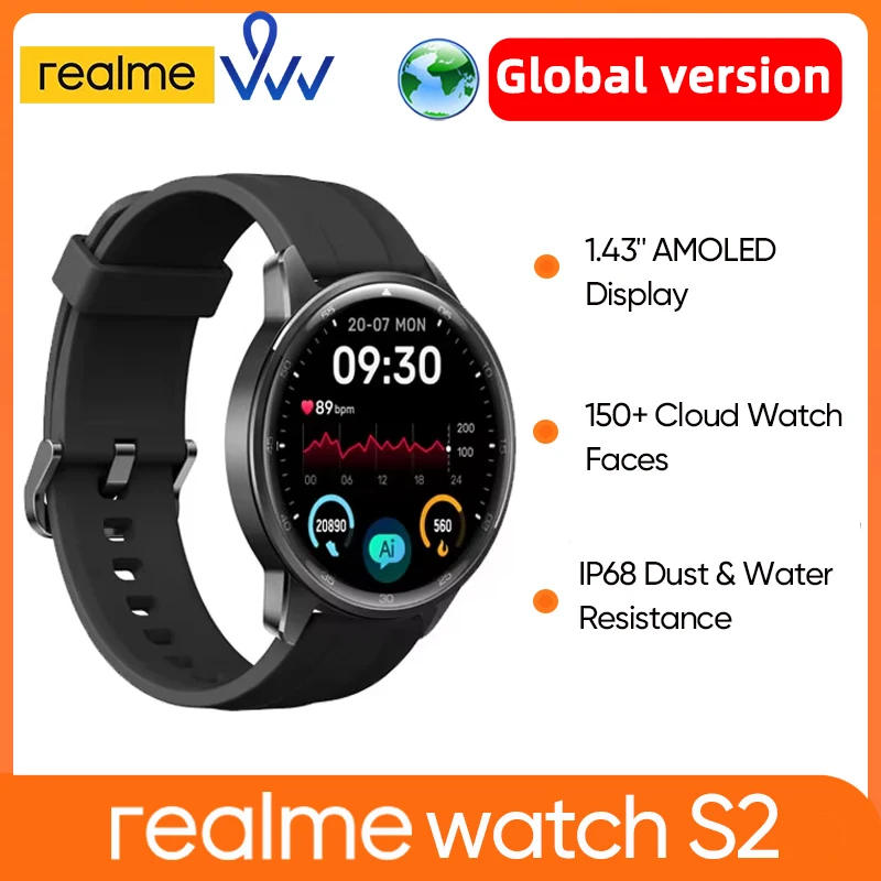 النسخة العالمية ساعة Realme S2 ساعة ذكية 1.43 بوصة AMOLED عرض 20 يومًا عمر البطارية IP68 مقاوم للماء Spuer AI محرك Smartwatch #1