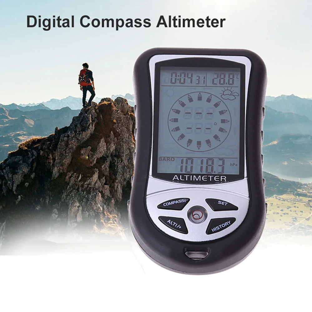 8 in 1 Handheld Electronic Compass Altimeter Multifunction Digital Barometer Thermometer Compass Outdoor Meter Device