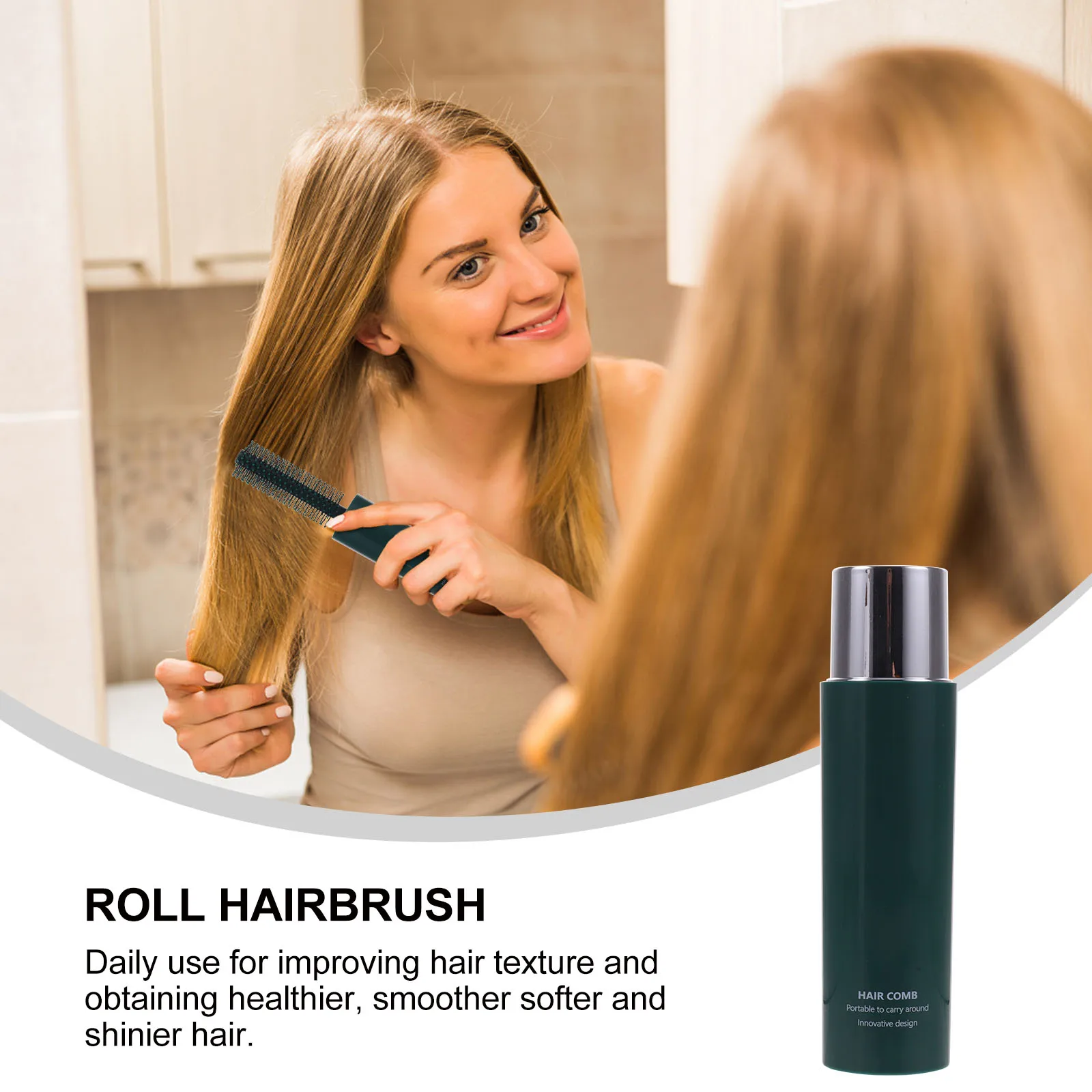 

Portable Curling Comb Retractable Hair Brush Round Mini ABS Handle Women Travel Blow Dry Styling Detangle Knots Scalp Massage