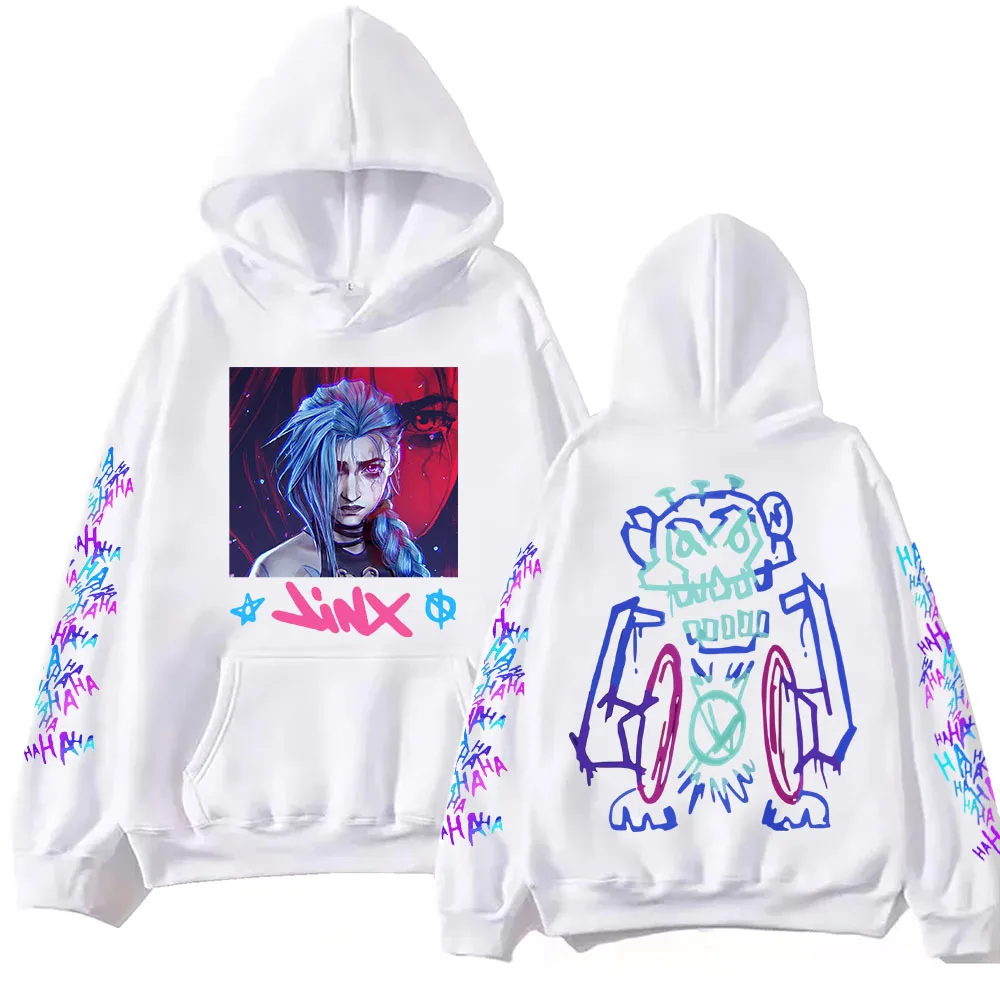 Hot Anime Arcane-Jinx Hoodie Harajuku Hip Hop Pullover Tops Man Woman Sweatshirt