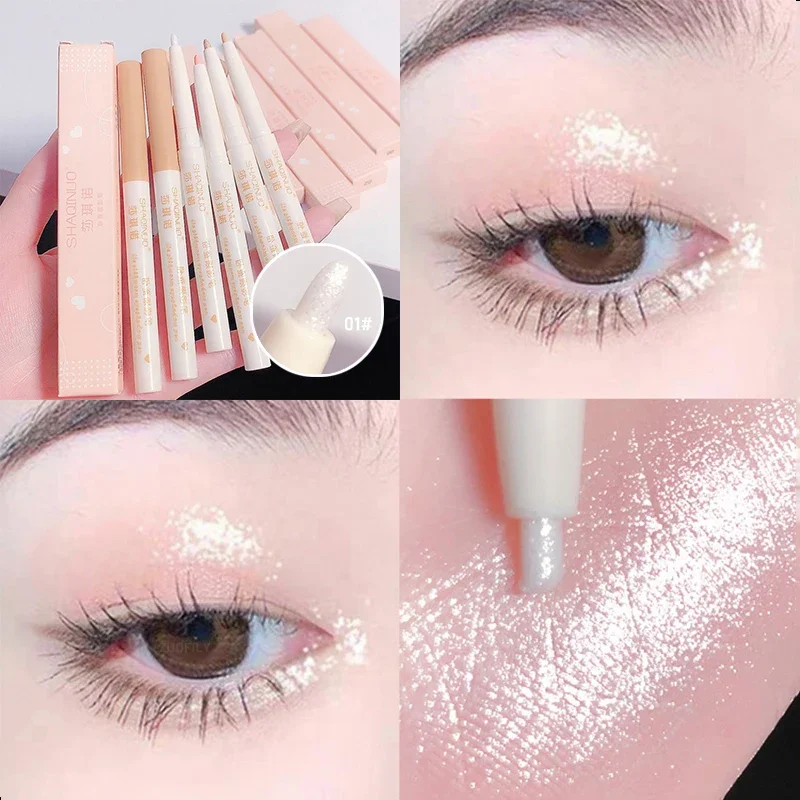 Hot Lying Silkworm Pen Coloring Eye Shadow Pencils Shimmers Glue Eyeliner Natural Brightening Glitter Waterproof Women Cosmetics