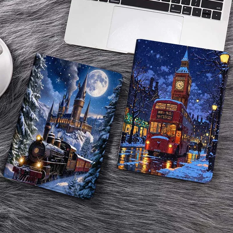 

Snowy Castle Train Night For iPad Pro Air 5th 6th 7th 13 M3 M4 M5 12.9 13.3 inch 2018 2022 2024 2025 Tablet Case