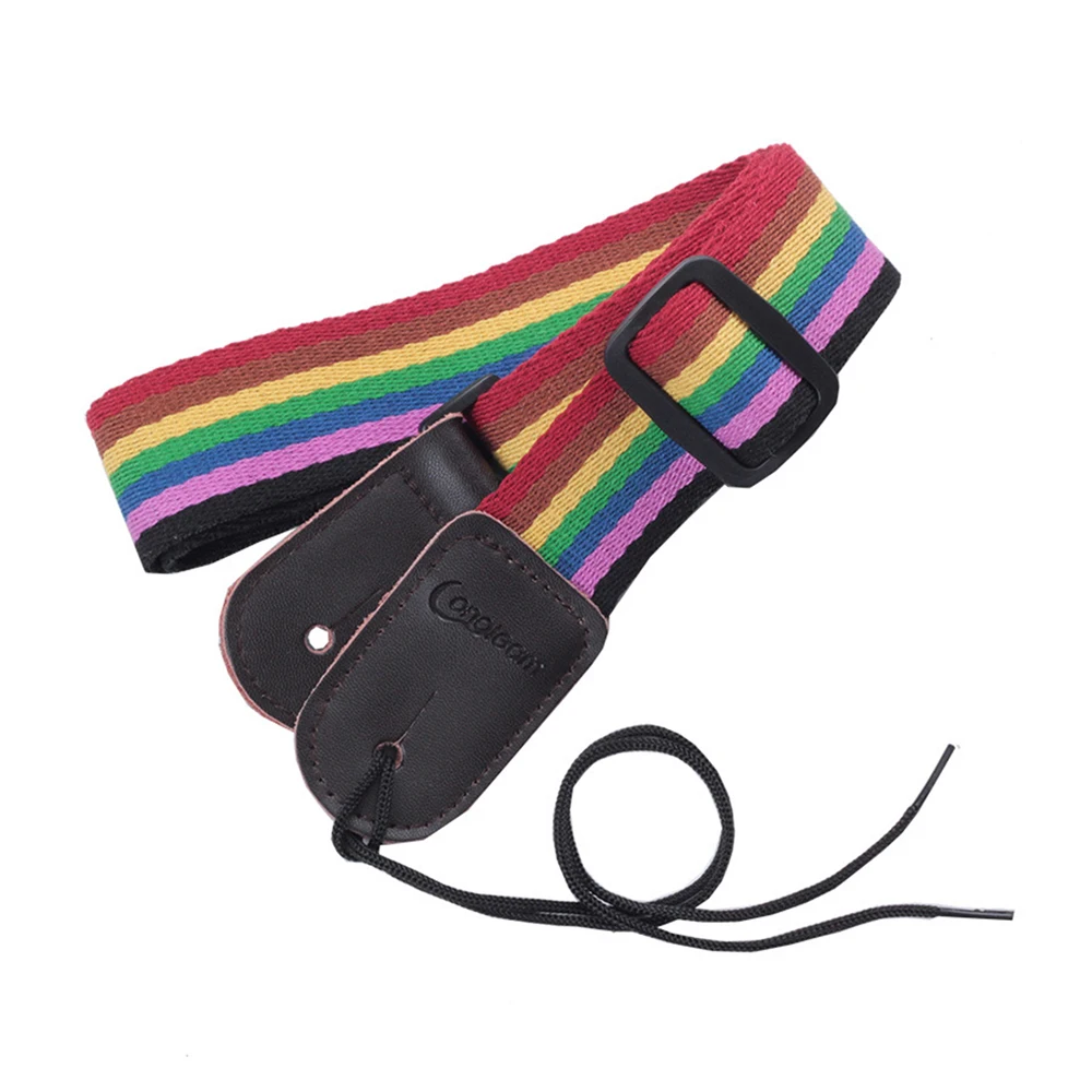 Ukulele Strap Rainbow Color Adjustable Ukulele Shoulder Strap Soft Polyester Woven Colourful Strap for Ukulele String Instrument