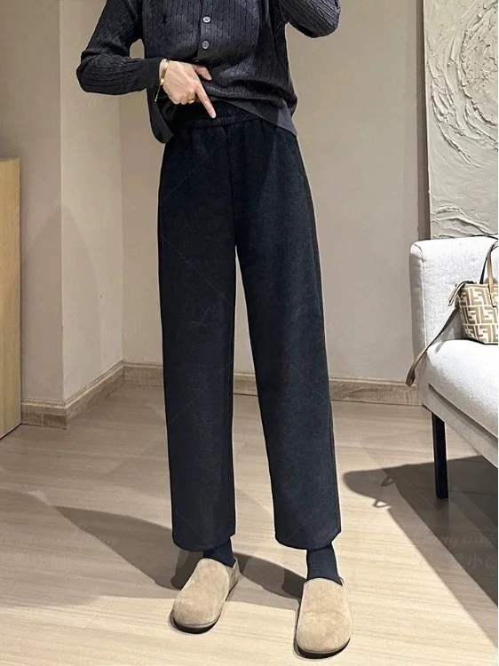 

Корейские женские брюки-шаровары с высокой талией, осенне-зимние, из трикотажной ткани, утягивающие, фасона «банан», повседневные, для женщин