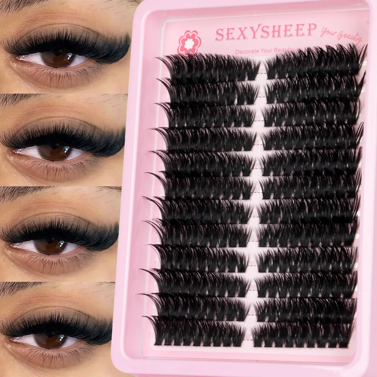 Dicke Wimpernbüschel DIY Wimpernverlängerung für Volumen, D-Curl Einzelwimpern, dramatische Nerz-Wimpern, weicher Band – Detail 7