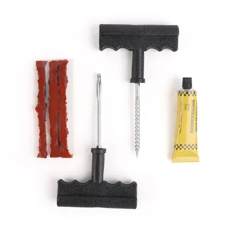 Motorcycle Car Tire Repair Tool Sets Tire Repair Kit Studding Tool Set Tubeless Tire Tyre Puncture Plug Garage Tool Rubber Strip image 4