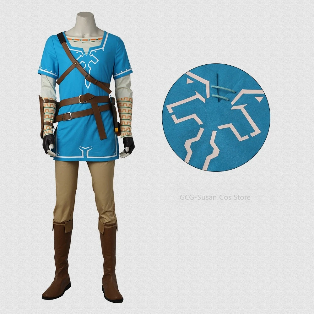 

Hot Sale! Zelda Breath of the Wild Link Cosplay Outfit - Men's Short Sleeve T-shirt & Long Pants Set - Perfect for Game Fans