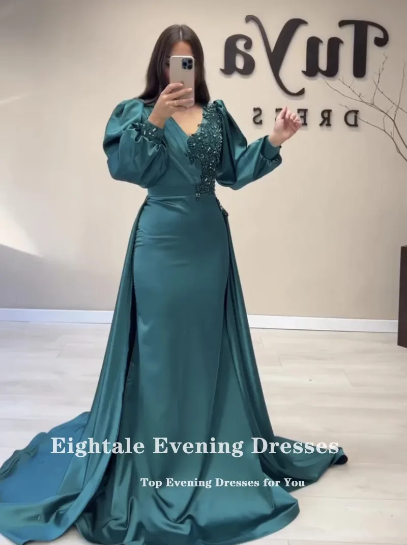 Eightale-Vestidos de Noche árabes para fiesta de boda, un hombro, satén con cuentas, Rosa caliente, Formal, sirena, vestidos de graduación de celebridades