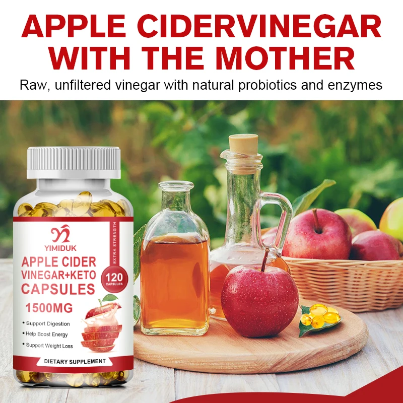 Organic Apple Cider Vinegar Capsules Healthy Weight Management Digestion Detox & Immune Soothes Gas & Bloating Food