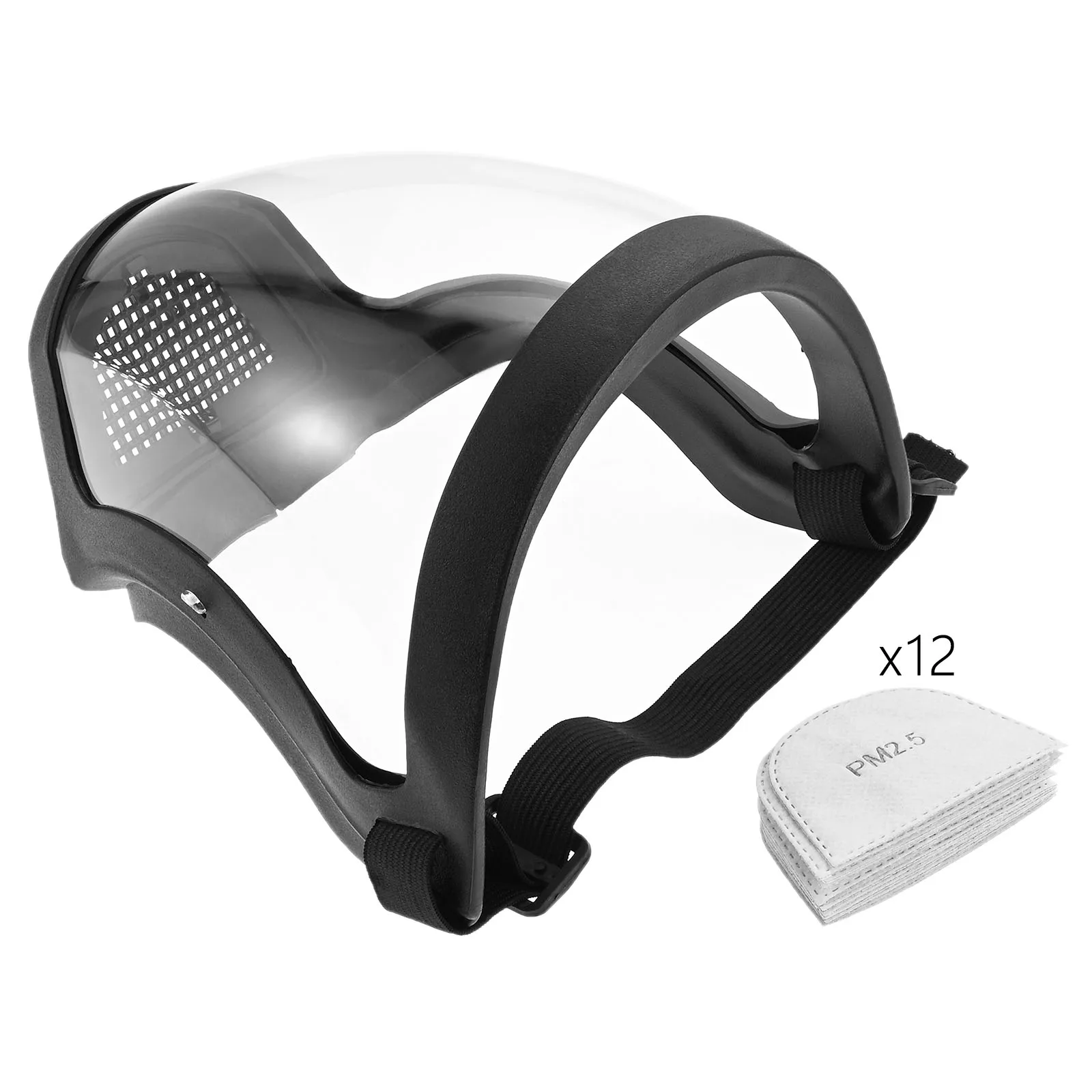 1Set Face Shield With Filter Upgraded Includes 12 Filter Cotton Pads ProtectiveTransparent Anti-fog Heat-insulating Welding