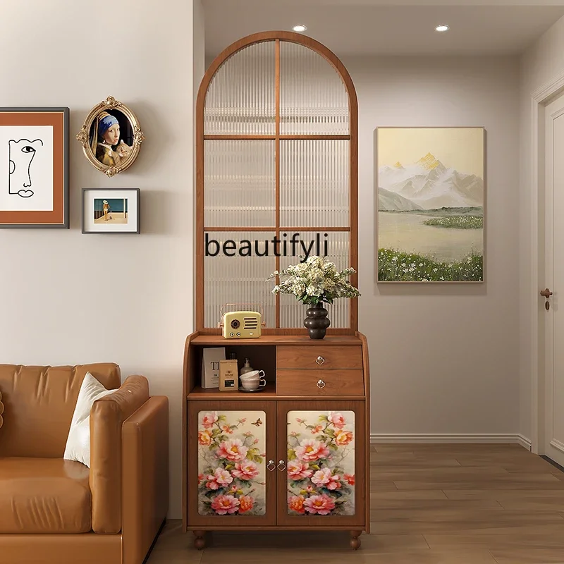 

Armadietto per veranda in legno massello di lusso leggero francese, armadietto divisorio per schermo, scarpiera moderna per la c