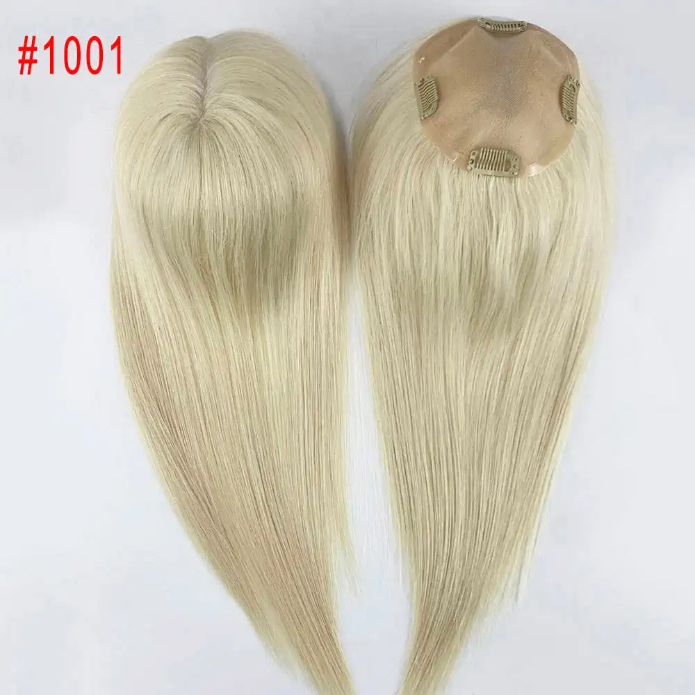 Straight Virgin Human Hair Topper — Mono Base, Clip-In Hairpiece