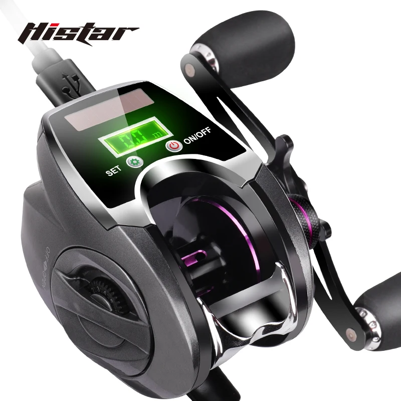 HISTAR Long Casting 6.3:1 10kg Drag Power High Ratio 6+1 BB Magnetic Braking Baitcasting Digital Backlight Fishing Reel