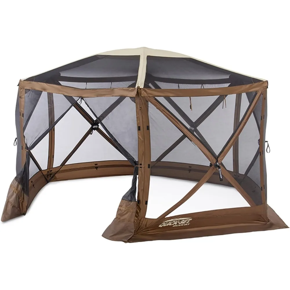 

Clam Quick-Set Sky Screen Shelter – 6-Sided Pop-Up Tent with Screened Roof for Airflow & Stargazing, 140" x 140", Brown, Instant