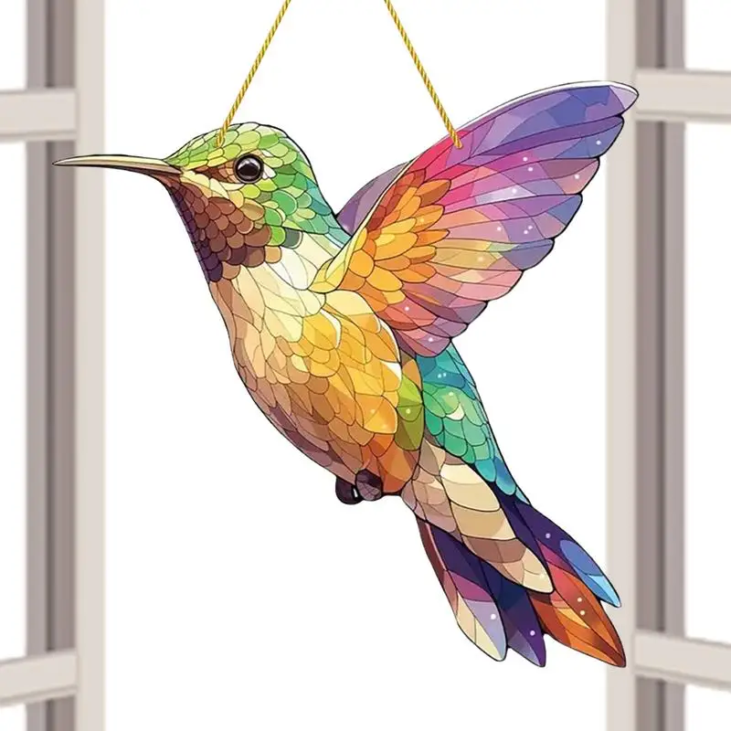 Sun Catcher Hummingbird Stained Glass Window Acrylic Sun Catcher Exquisite Wall Art Stained Panel Sun Catcher Bird For Families