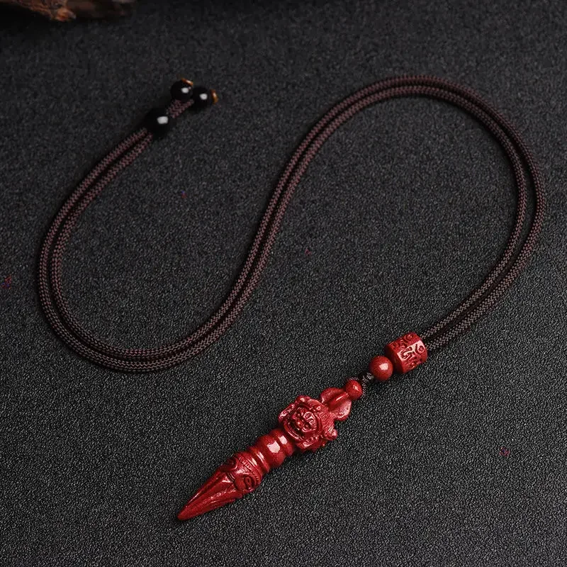 Natural Cinnabar Exorcising and Fortune Drawing Vajra Monster Subduing Club Pendant High Content Purple Gold Sand Neck Pendant