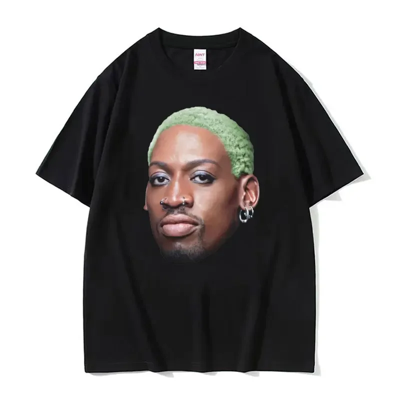 Limited Dennis Rodman Green Hair 90's Vintage Graphic T Shirt for Men Fashion Hip Hop Punk T-shirt Male Cool Trend Casual Tshirt