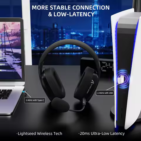 Attack Shark L80Pro 3-IN-1 Gaming Headset,Dual-microphone Design &amp; Soft Ear Cups,2.4G Hz/BT 5.3/3.5mm Wired Mode for PC/Tablet