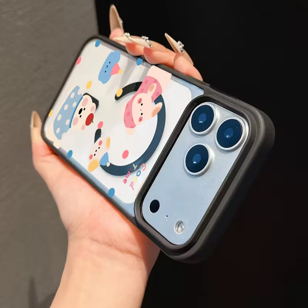 Niedliche Cartoon-Hunde Transparente Hülle für Magsafe iPhone 15 16 Pro Max 17 14 11 13 12 Pro Max Plus Hüllen Magnetisches Kabelloses Laden Coque – Detail 11