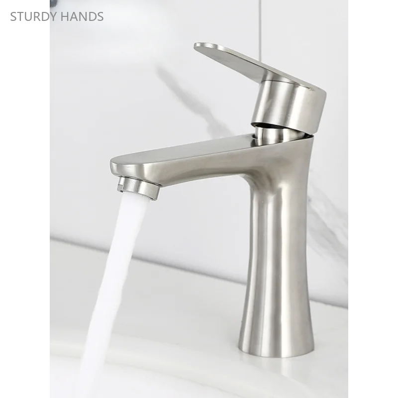 

1 Set of 304 Stainless Steel Basin with Cold and Hot Single Hole Raised Bathroom Sink Faucet Bathroom Faucet