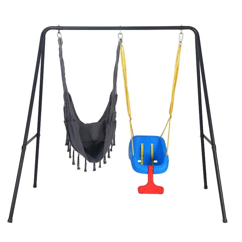 Canvas Hanging Chair Cradle Children's Entertainment Swing Fringed Hanging Basket Patio Balcony Double Hanging Chair