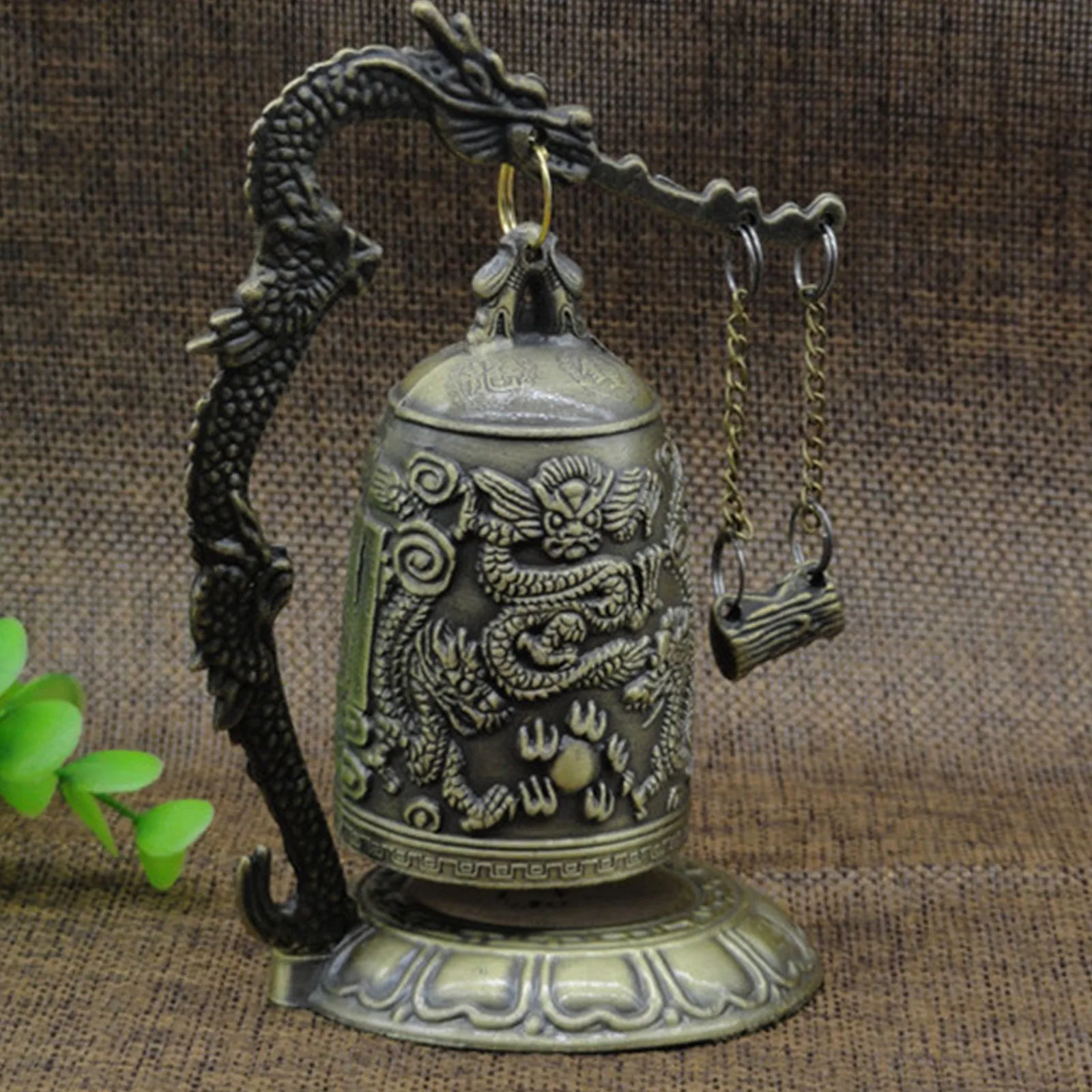 Lock Dragon Carving Buddha Luck Bell Dragon Bell Altar Dragon Buddha Bell Decoration Buddha Statue Buddhist Temple Bronze