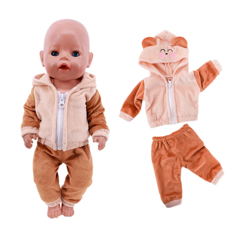 Zomer set met korte mouwen en dierenpatroon jumpsuit pyjama voor 43 cm babypop en 18 inch Amerikaanse popaccessoires, onze generatie cadeau