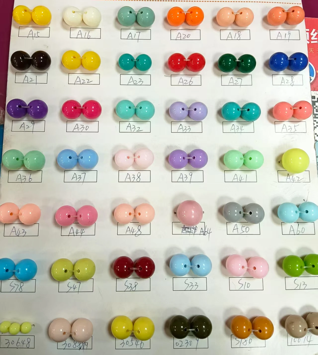 14/16/18/20MM 40 Colors Glazed Acrylic Solid Round Bead Straight Hole Plastic Beads DIY Hand Beaded Jewelry Accessories 500g/Bag