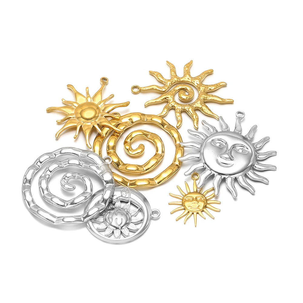 5 Stück Edelstahl Lächelnde Sonne Charms Gold Seestern Anhänger für DIY Schmuck Ohrringe Herstellung Armbänder Halsketten Zubehör