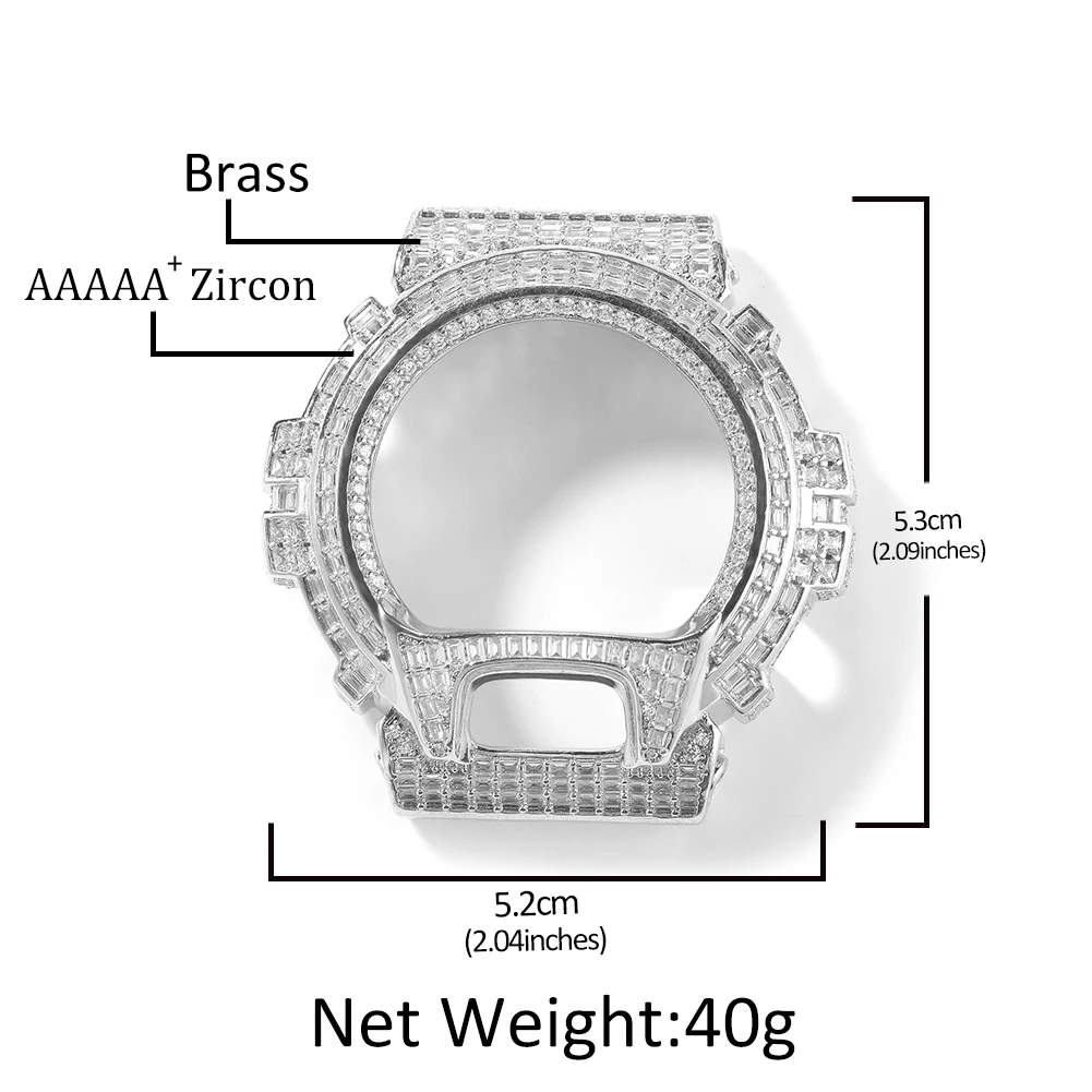 THE BLING KING Full Iced Out Moissanit Watch Case For DW6900 Cubic Zirconia Replacement Cover Hip Hop Luxury Mod Accessory