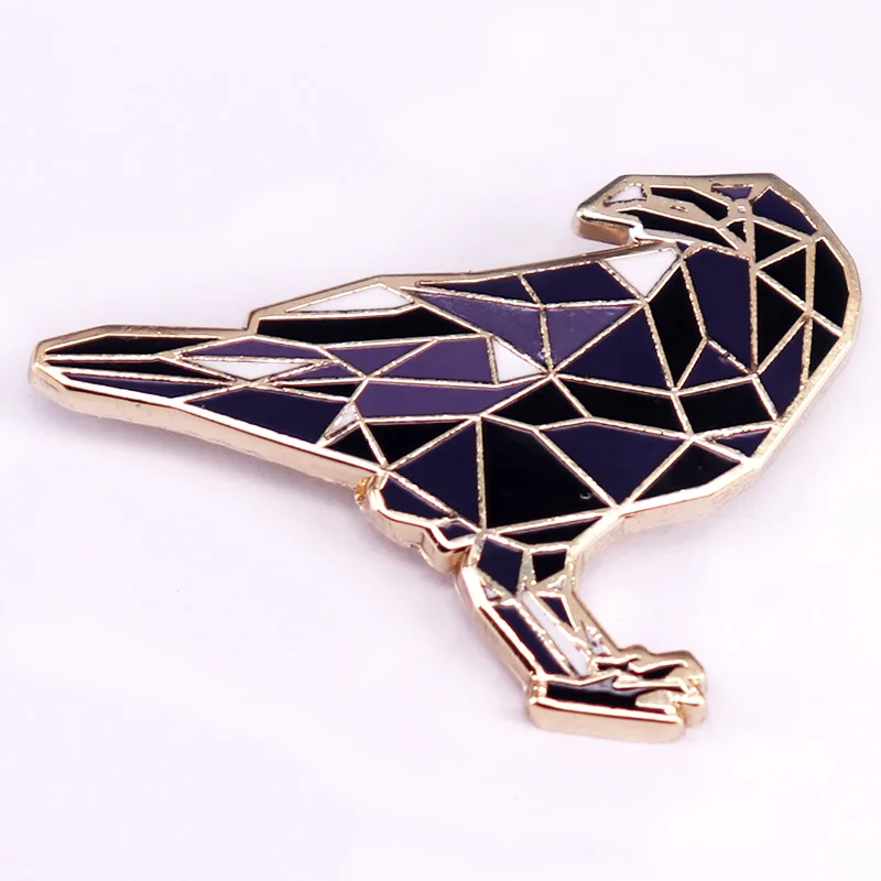 Origami Crow Hard Enamel Pin Badge Fashion Jewelry Gift Decoration