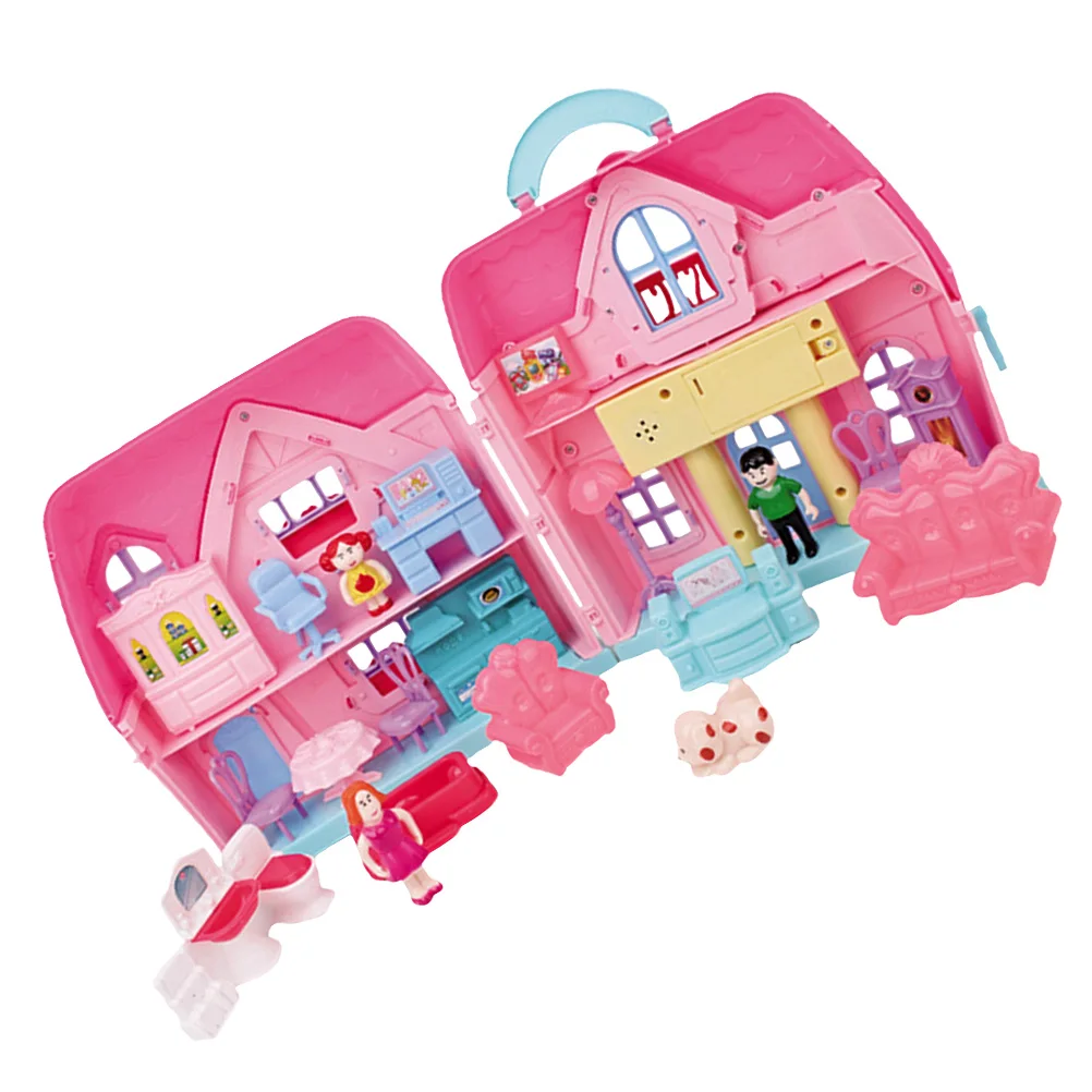 Kit de maison en plastique fantaisie pour enfants, 1 ensemble, Villa à deux étages avec meubles complets, jeu de rôle