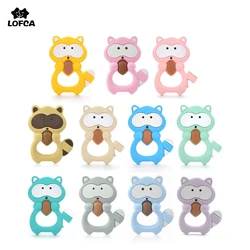 LOFCA  Silicone Raccoon Teether for teeth Nursing Cartoon Pacifier Accessories BPA Free Food Grade  For Baby Toys  DIY Bracelet