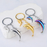 Ocean Dolphin Alloy Keychain 3D Detailed Marine Keys Bags Ornament Pendant Mini Gift Animal Themed Keyring for Women and Men