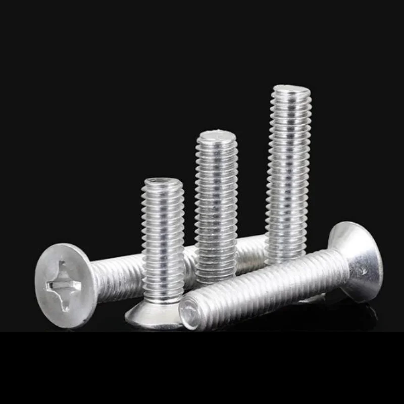 10-200pcs Aluminum Alloy Cross Countersunk Head Machine Teeth Screws Aluminum Flat Head Bolts  M2 M2.5 M3 M4 M5 M6 M8 M10