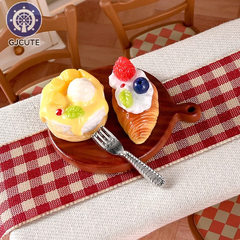 2 قطعة/المجموعة دمية كعكة صغيرة الحلوى نموذج دمية صغيرة المطبخ الديكور دمى اكسسوارات المنزل التظاهر اللعب اللعب