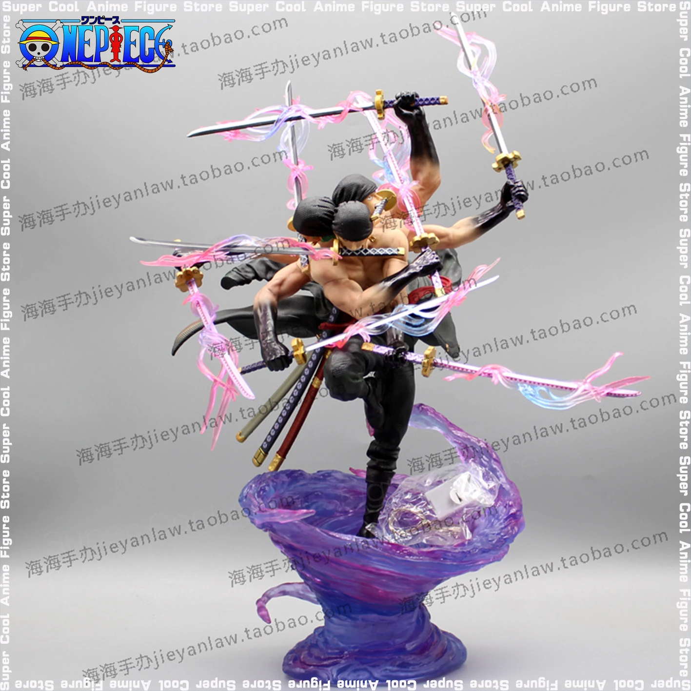 

New 35cm One Piece Roronoa Zoro Figure 9 Swords Style Ashura Gk Figurine With Light PVC Statue Model Collection Decoration Toys