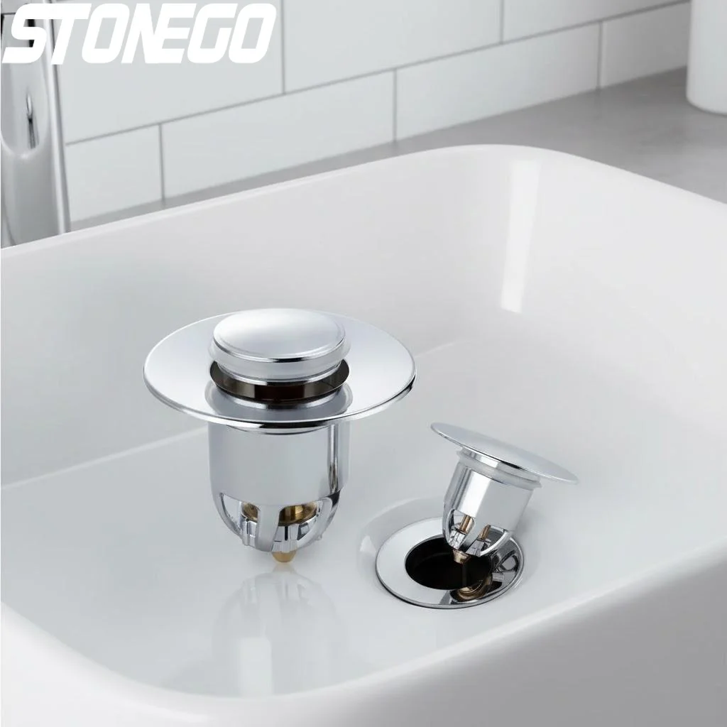 Universal Sink Drain Filter Stainless Steel Push Type Drain Converter Bathroom Sink Pipe Fittings Kitchen Accessories