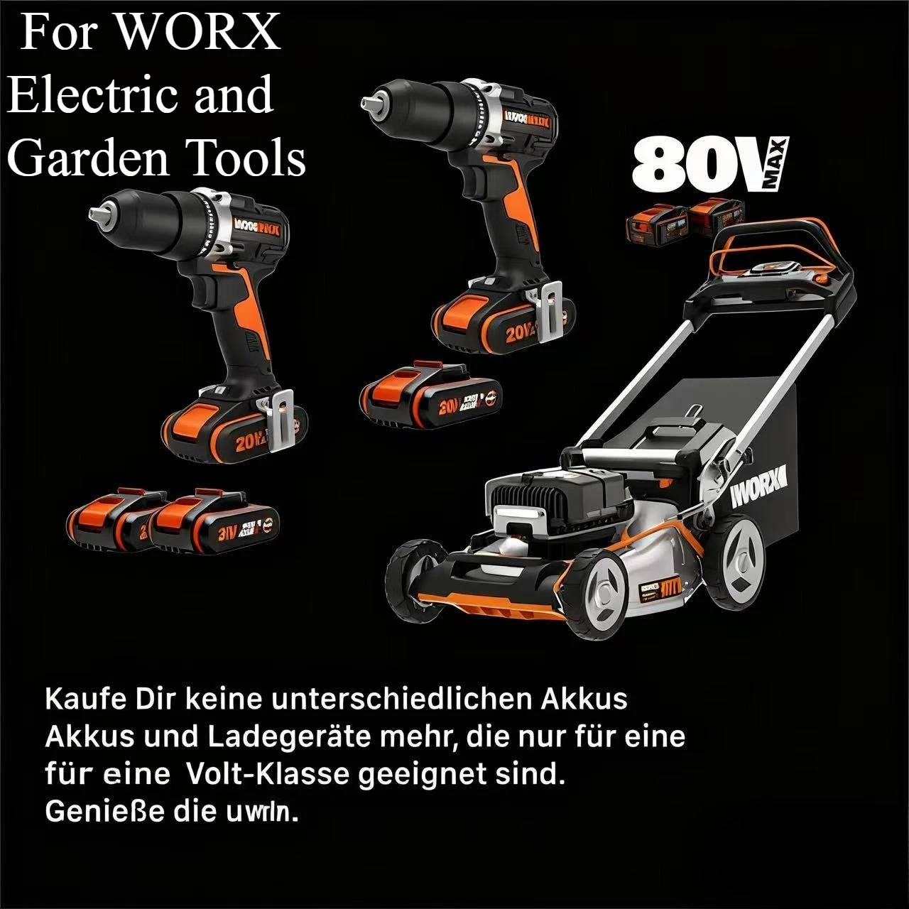 

For Worx WA3553 20V 6 0Ah 8 0Ah Li Ion Battery Replacement Power Tool Lawn Mower Gardening